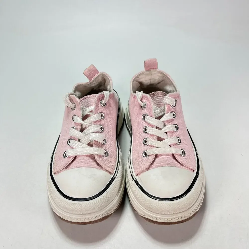 Pink White Lace Up Platform Athletic Shoes Chunky Sneakers Youth Girls Size 3